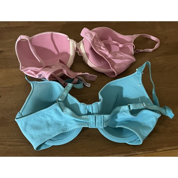 Victoria Secrets Angels Bra 34C Underwire Padded Push Up‎ Pink Blue LOT 2 34 C - Picture 3 of 4